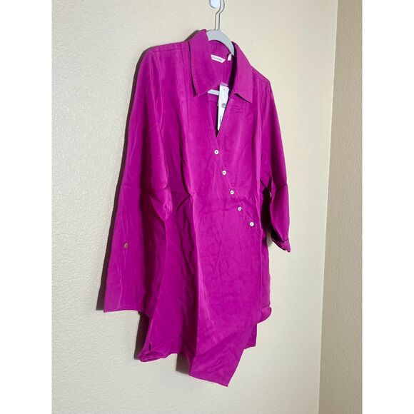 NWT Soft Surroundings Asymmetrical Wrap Tunic Lyocell Top Medium $98 Retail - Picture 2 of 10